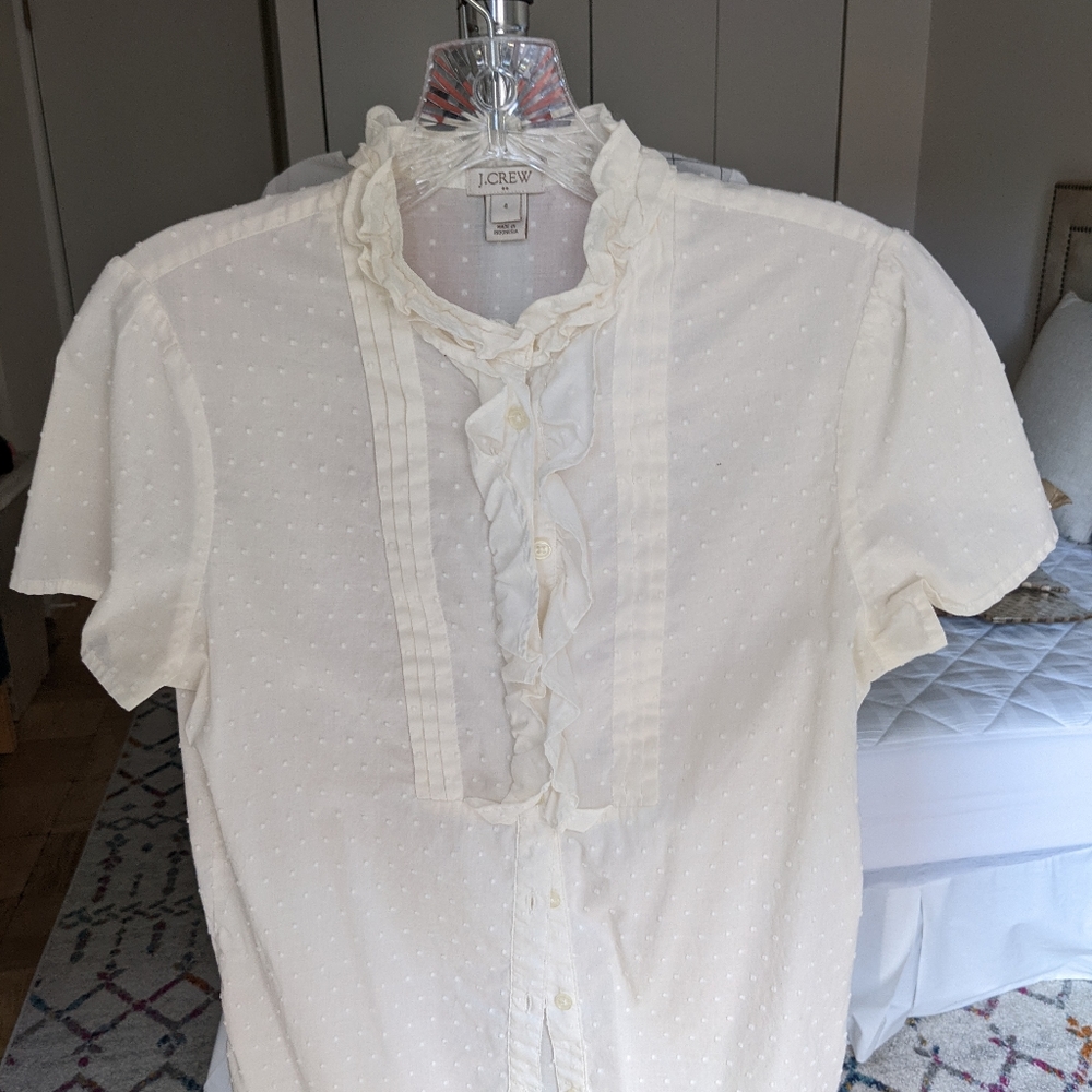 JCrew size 4 cream short sleeve button down